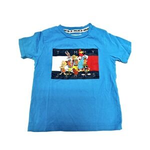 Tommy Hilfiger Space Jam T Shirt Kids Size 4 Blue Looney Tunes Boys